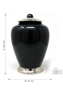 Classic American Style Black Aluminum 9in Cremation Urn for Human Ashes Adult <b>Memorial</b> Funeral Elegant Handcrafted Keepsake - Product Image 5