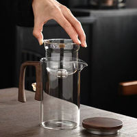 Théière en verre borosilicate soufflé à la main, résistante à la chaleur, avec couvercle magnétique en acier inoxydable, capacité 520 ml/720 ml, filtre à thé