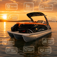 Bateau ponton en aluminium Kinocean pour 12 personnes, bateau familial de luxe avec sièges confortables, table et moteur hors-bord pour les loisirs nautiques