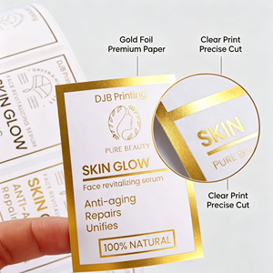 Etiquetas Cosméticas Personalizadas con Lámina Dorada, Etiquetas Rectangulares Autoadhesivas de Papel para Productos de Belleza, Impresión Ecológica - Product Image 4