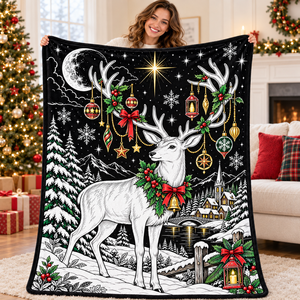 Christmas Coloring Throw <b>Blanket</b> <b>Plush</b> Rectangular Doodle <b>Blanket</b> For Kids And Adults With 24 Color Fabric Markers - Product Image 2