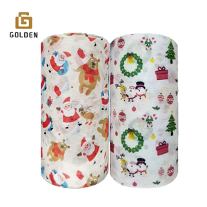 Vente directe à prix réduit de rouleaux de tissu non tissé imprimé en spunlace à motifs animaux, vente en gros de tissu non tissé imprimé en PP pour masque de Noël - Product Image 1