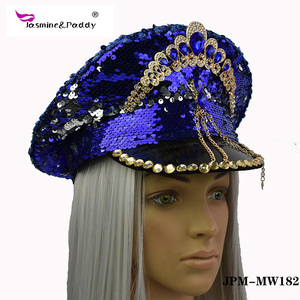 Manwu หมวกปักเลื่อมสีฟ้าสุดหรูจากโรงงานพร้อมเพชรสามารถปรับแต่งการเผาไหม้ได้สำหรับงานปาร์ตี้ชายหาดกลางแจ้ง - Product Image 2