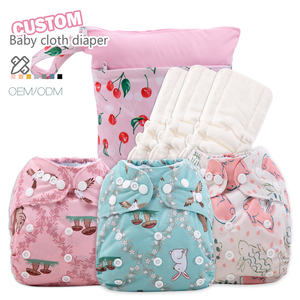 पुन: प्रयोज्य कपड़े के डायपर 6 पैक बांस इंसर्ट और गीला सूखा बैग लड़कियों और लड़कों के लिए एक आकार का समायोज्य धोने योग्य पॉकेट नैपी कवर - Product Image 3