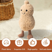 Peluche amusante en forme de cacahuète avec des pattes d'animaux, visage souriant, fourrure douce et vive, en coton PP décoratif