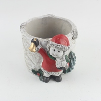 Jardinière en ciment pour plantes d'extérieur, succulentes, bonsaï avec motif bonhomme de neige, pot de fleurs pour plantes de serre