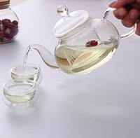 Service à thé en verre résistant à la chaleur de luxe théière florale pour le brassage de café de Style occidental théière de fruits en verre Transparent