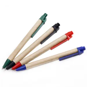 促销塑料笔便宜纸圆珠笔原始生态点击笔