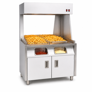Estación de Calentamiento de Papas Fritas Comercial Independiente, Calentador Eléctrico de Alimentos de Acero Inoxidable con Lámpara de Calor y Gabinete con Rejilla para Cantina - Product Image 1