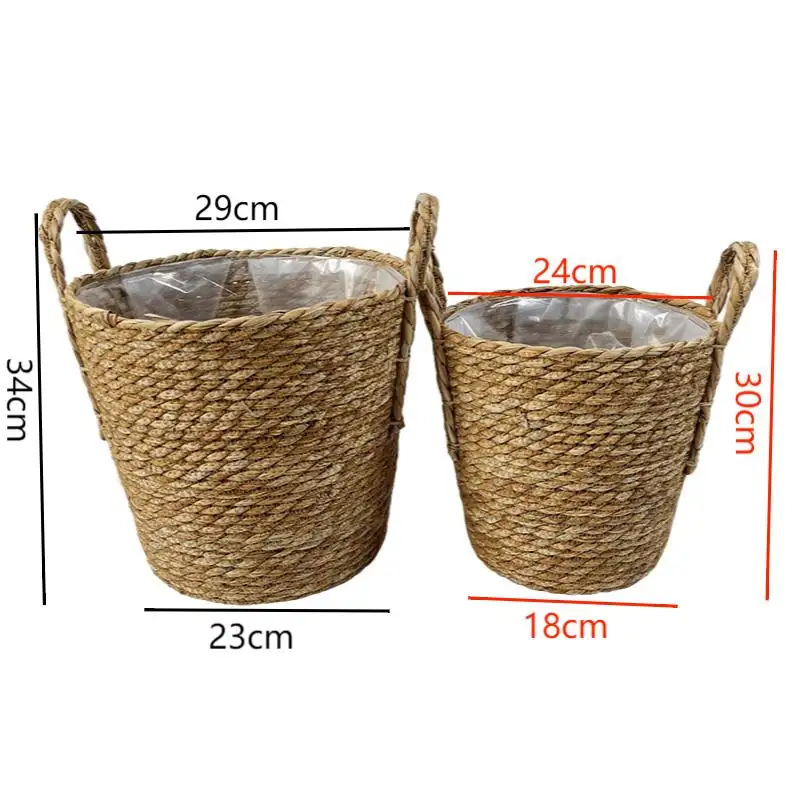 Handmade Giặt Giỏ Lưu Trữ Tổ Chức Trồng Giỏ Dệt Rơm Wicker Lưu Trữ Giỏ Với Xử Lý