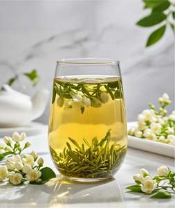 Thé Vert Bio Mélangé au Jasmin en Gros, Qualité Supérieure, en Vrac, Floral, Doux, Caféiné, Sans Sucre, Sachet de 50g - Product Image 3