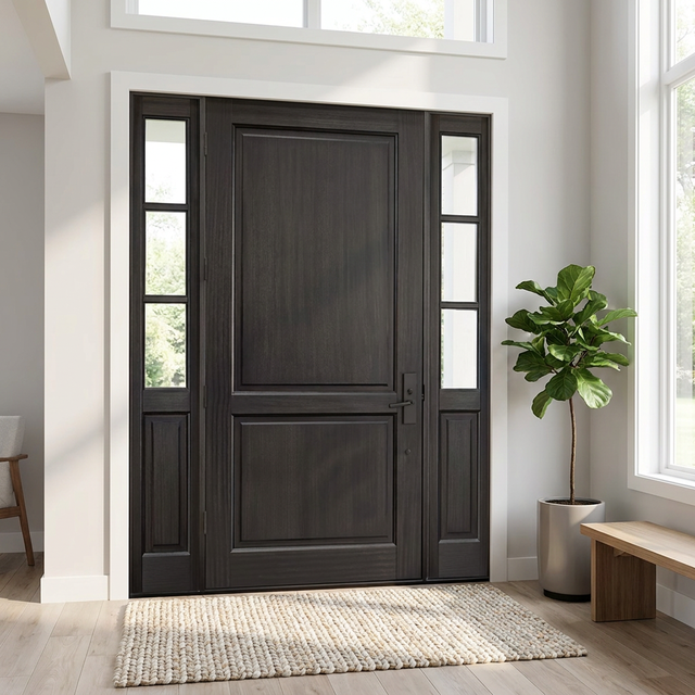 Italian Luxury Modern Waterproof Solid Wood Fiberglass Waterproof Pivot Door Exterior Security Front Entry Door