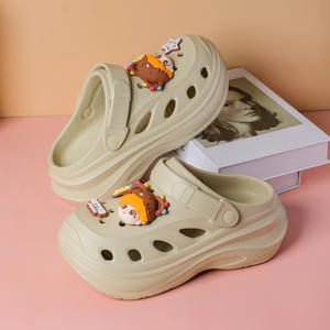 รองเท้าแตะครอคส์สำหรับผู้หญิง พื้นหนา EVA ปิดนิ้วเท้า สีกากี เบจ ดำ ขาว ไซส์ 35-40 รองเท้าชายหาดฤดูร้อน กันลื่น เพิ่มความสูง - Product Image 1