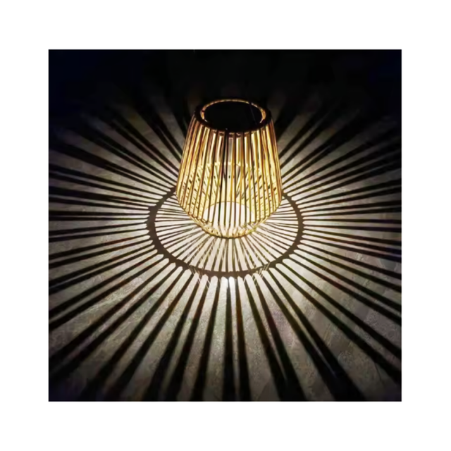 Garden Decor Natural Rattan Bamboo Solar Lantern Waterproof Solar Woven Led Lantern for Outside Hanging Decor