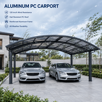 Abri de voiture double en aluminium et polycarbonate, résistant aux vents de typhoon, avec structure renforcée et toit anti-grêle pour parking de villa