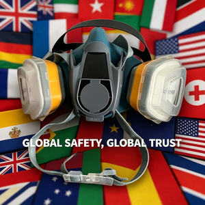 Demi-<span class=keywords><strong>masque</strong></span> à gaz, respirateur en silicone contre les vapeurs organiques et la poussière - Product Image 5