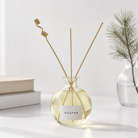 Diffuseur de parfum d'ambiance de luxe 250 ml en verre rond avec logo personnalisé – Bouteille décorative haut de gamme pour la maison