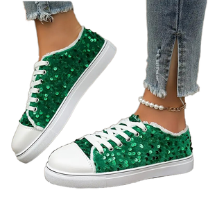 Zapatos Casuales de Mujer Talla Grande 2026, con Cierre de Cordones, Lentejuelas, Tela Plana, Estilo Moderno para Caminar - Product Image 1