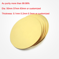 Cible de pulvérisation en or Au de pureté 4N (99,99 %), disque en or Au 50*0,1 mm/57*0,2 mm