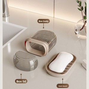 Conteneur <span class=keywords><strong>à</strong></span> <span class=keywords><strong>savon</strong></span> portable en plastique avec couvercle, idéal pour les voyages, ensemble de salle de bain, plateau de drainage et <span class=keywords><strong>porte</strong></span>-<span class=keywords><strong>savon</strong></span> - Product Image 1