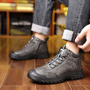 Botas de Nieve para Hombre, Invierno, Altura al Tobillo, Cuero Dividido, Forro de Felpa, Suela de Goma Antideslizante, Cálidas, Punta Redonda, Entresuela de EVA - Product Image 2