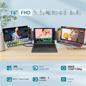 <span class=keywords><strong>Écran</strong></span>s portables triples externes 14 pouces haute luminosité FHD 1080P IPS détachables USB Type-C Plug & Play pour ordinateur <span class=keywords><strong>portable</strong></span> - Product Image 6