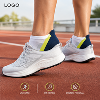 Chaussettes de course blanches, jaunes et vertes respirantes avec maille ventilée, gestion de l'humidité, maintien du talon et amorti ciblé pour les orteils plats