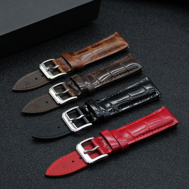 Crocodile Pattern Slub Pattern Calfskin Genuine Leather Replacement Watch Band Multicolor Waterproof Leather Smart Watch Strap