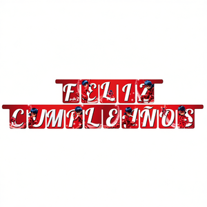 Guirlande de papier Joyeux Anniversaire Coccinelle 2,1 m, lot de 2 - Product Image 2