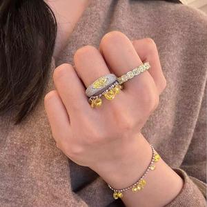 Anillo Moissanite de Plata Pura S925 con Incrustaciones de Diamante Amarillo Ojo de Caballo, Estilo Medieval Francés, Lujoso y Ligero - Product Image 5