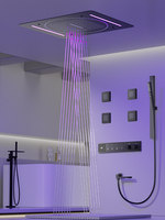 Ensemble de douche MYN avec pomme de douche carrée, affichage numérique à température constante, lampe d'ambiance encastrée au mur, design discret