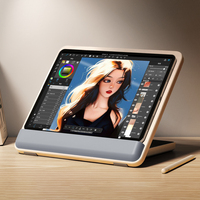 Support de tablette en silicone P29 avec logo personnalisé pour artistes, support de dessin avec angle réglable à 6 vitesses, support de bureau stable en bois pour vidéo