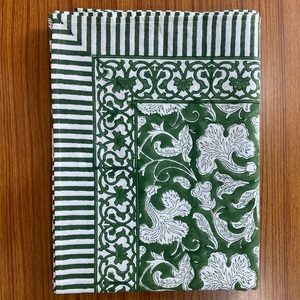 Turquoise Green Old Moss Indian Floral Handmade Block Printed Cotton <b>Tablecloth</b> Modern Wedding Customized Color Custom Sizes - Product Image 3