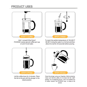 <span class=keywords><strong>Petite</strong></span> cafetière à piston française 12OZ/350ML en verre coloré, cafetière à piston de haute qualité en verre borosilicate - Product Image 3