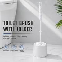 Ensemble de brosses de toilette avec support, manche long, nettoyage à 360 degrés, plastique durable, écologique, pour le nettoyage des salles de bain et des éviers de cuisine