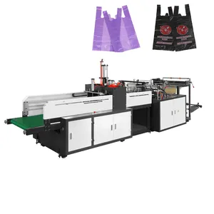 DFR Model LDPE HDPE Biodegradable Two Line Computer Control Vest bag making plastic bag cutting machine