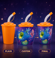 Usine directe personnalisable 3D réutilisable enfants boisson tasse écologique PP matériel paille accessoire personnalisable en plastique verres