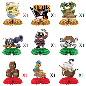 9 pièces décoration d'Halloween <span class=keywords><strong>Pirate</strong></span> fête d'anniversaire décoration de table boule en nid d'abeille décoration Pirates <span class=keywords><strong>des</strong></span> Caraïbes ensemble d'anniversaire - Product Image 2