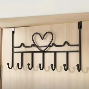 7Hook Heart-Shaped Door <b>Hooks</b> Punch-free Hanging Clothes Storage Rack Bedroom Kitchen Bathroom Organizer Storage Accessories - Product Image 6