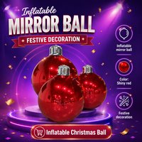 Gros ornement de Noël gonflable en PVC à double couche Boule miroir Gros ornement rouge gonflable pour décoration