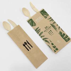 Emballage personnalisé pour vaisselle, sachet plat en papier, porte-ustensiles de cuisine, porte-couverts, cuillère, couteau, fourchette, pochette - Product Image 2