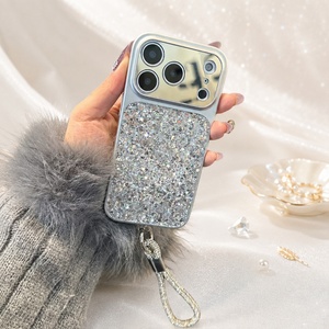 เคสโทรศัพท์หรูหราสำหรับ iPhone แบบ PC ประดับกลิตเตอร์กันกระแทกพร้อมสายคล้อง - Product Image 4