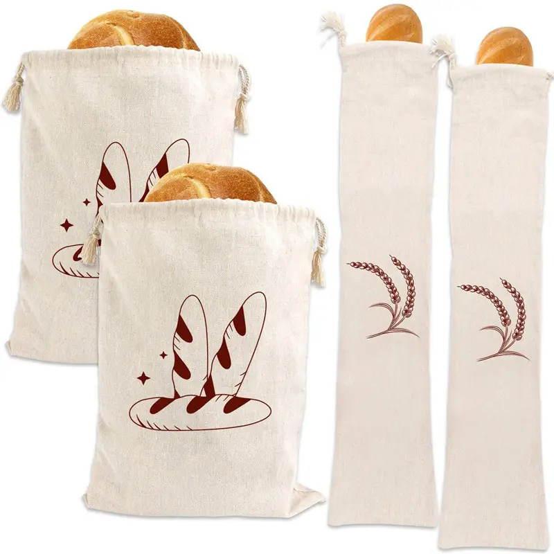 Factory Wholesale Cheap Durable Canvas Drawstring Bread Bag Cotton Bag for Food