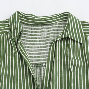 TAOP&ZA Abbigliamento Donna Estate 2024 Nuovo Stile Vacanza Semplice Casual <span class=keywords><strong>Camicia</strong></span> Larga in Misto <span class=keywords><strong>Lino</strong></span> a Righe <span class=keywords><strong>Femminile</strong></span> 3346753 3348753 - Product Image 3