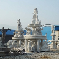 Fontaines d'eau en marbre blanc de luxe en gros, grandes statues de jardin et d'hôtel, sculptures d'animaux en pierre de sable
