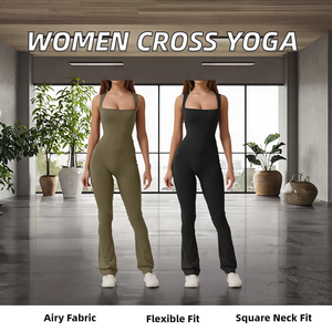 Women Solid Breathable Elastic Waist Cross Sport Fitness <b>Tight</b> Yoga Set Short Sleeve 2-Piece - Product Image 2