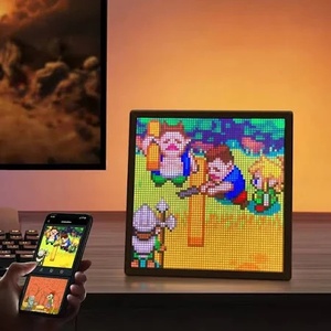 64*64 pixel <span class=keywords><strong>Led</strong></span> <span class=keywords><strong>Panel</strong></span> tường đồng hồ Máy tính để bàn trang trí nội thất nghệ thuật hiển thị với điều khiển ứng dụng, USB powered sáng tạo pixel Bảng điều chỉnh - Product Image 1