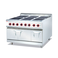 Cuisinière électrique à 6 plaques en acier inoxydable pour cuisine commerciale, four intégré