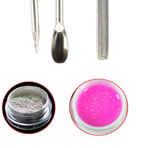 3PCS Nail Art กวนเครื่องมือสแตนเลสอะคริลิคผง UV เจลช้อน Spatula Pin Dotting ปากกาเล็บเล็บ - Product Image 5