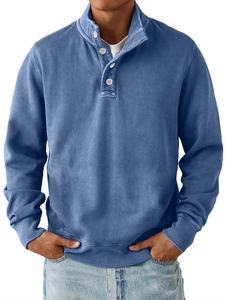 Felpa con Cappuccio Personalizzata <span class=keywords><strong>da</strong></span> <span class=keywords><strong>Uomo</strong></span> a Maniche Lunghe con Colletto Rialzato e Bottoni, Abbigliamento Sportivo in Maglia Liscia per l'Autunno - Product Image 2